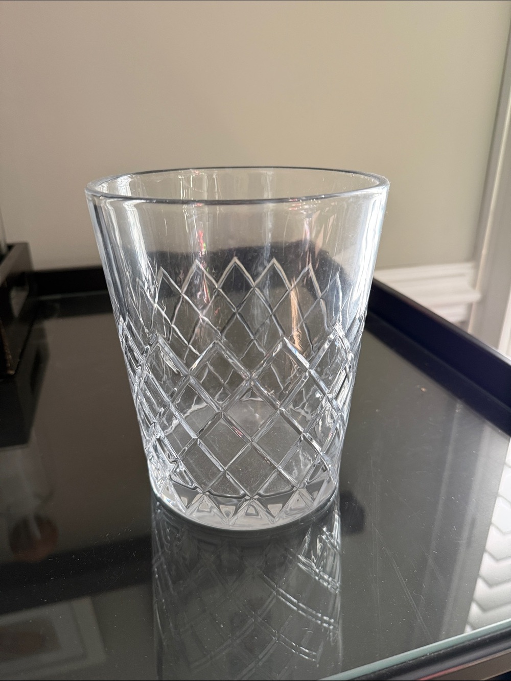 Clear Diamond-Cut Glass ice bucket - Elegant Home Dining Glassware